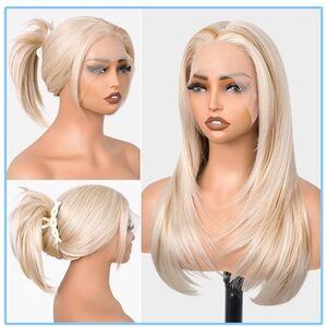 Platinum Blonde Synthetic Lace Front Wig Pre Plucked 13x6 Lace Frontal Wig